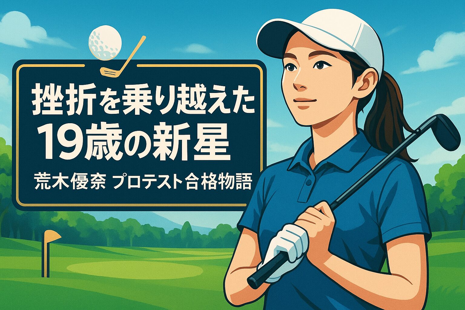 女子プロゴルファー荒木優奈選手。挫折から復活しプロテスト合格、Sky株式会社所属の注目ルーキー。