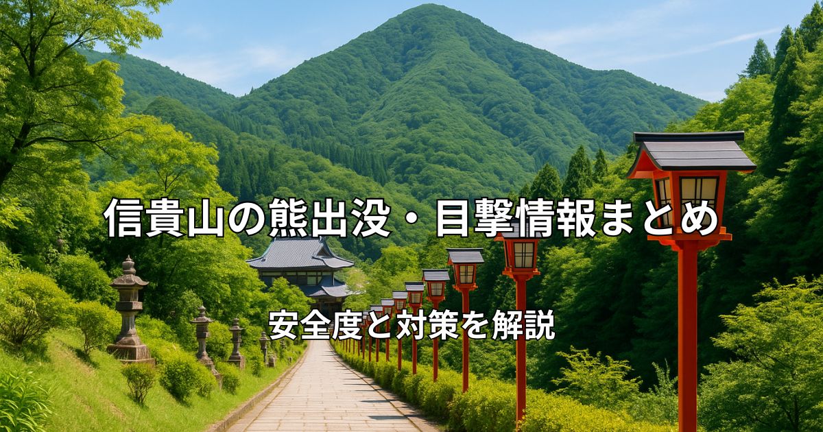 新緑の信貴山朝護孫子寺と青空、ハイキングコースの風景