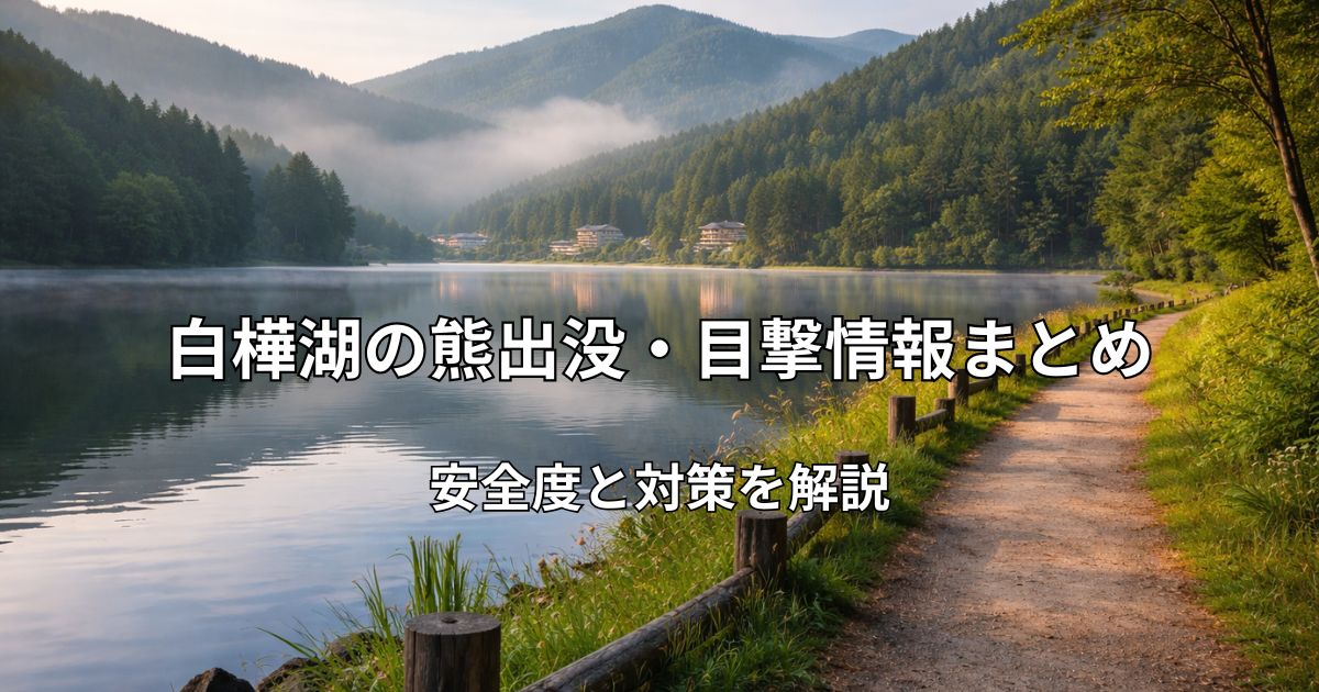 白樺湖と周囲の森林・山並みを写した、静かな湖畔風景