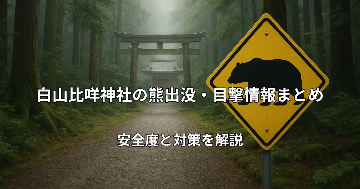 白山比咩神社の参道イメージと熊出没注意のイメージ