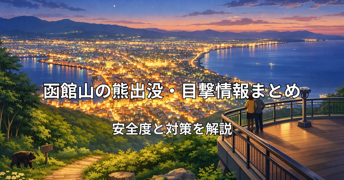 函館山の夜景と自然豊かな散策路のイメージ画像