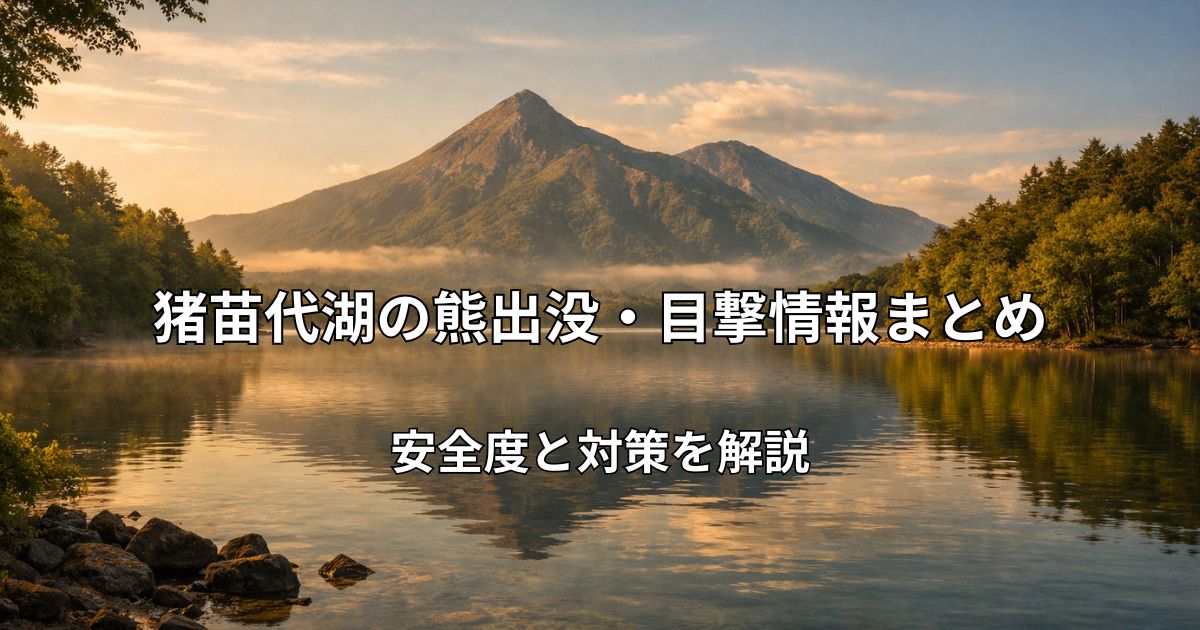 猪苗代湖と磐梯山の風景写真。湖畔の自然と山々が広がる