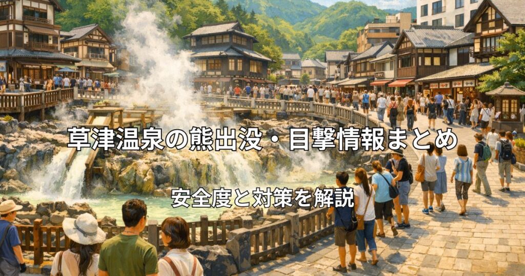 草津温泉の湯畑と温泉街の風景