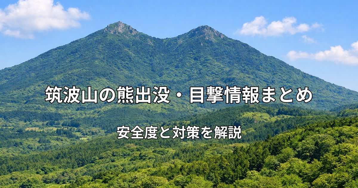 筑波山の双耳峰（女体山・男体山）と緑豊かな山並みの風景写真