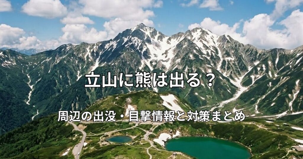 立山黒部アルペンルート・室堂平を上空から見下ろした風景。みくりが池と残雪の立山連峰。