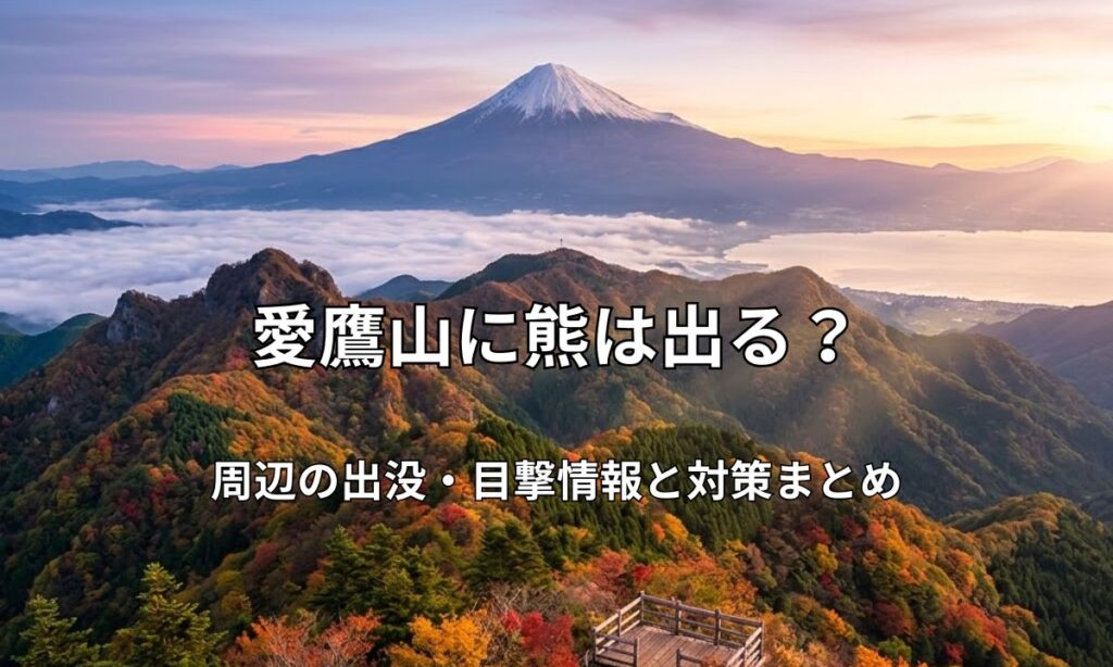 紅葉に染まる愛鷹山系の山頂と雲海の奥にそびえる富士山