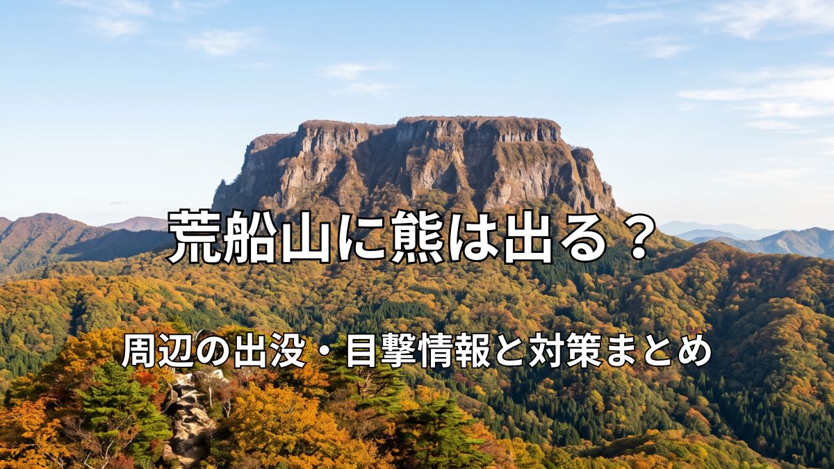 平らな山頂と断崖絶壁が特徴的な荒船山の全景と紅葉の美しい風景