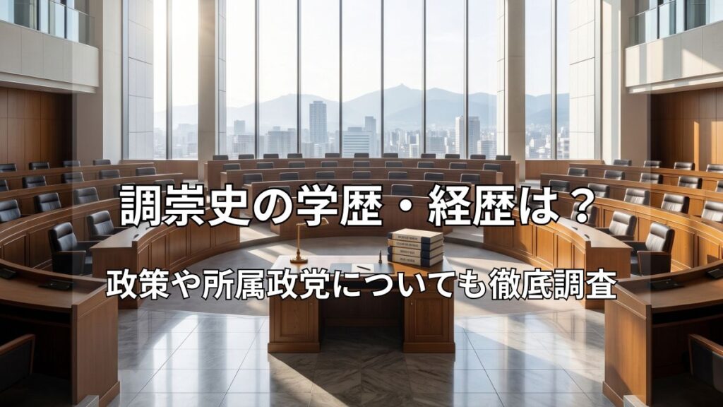 福岡市議として4期活動してきた調崇史氏の実績と政策をイメージした議場の執務机