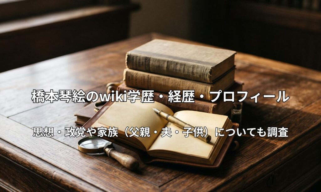 木製の机に積まれた本と万年筆、革の手帳が並ぶ静かな書斎の風景