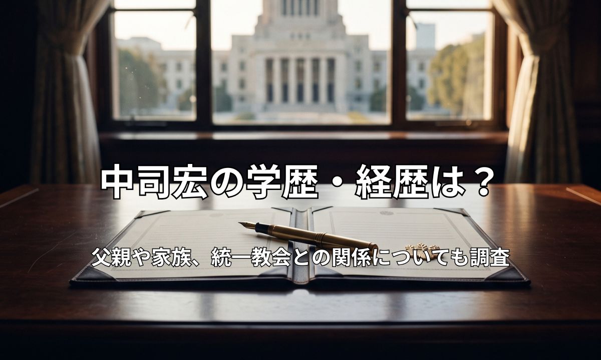日本の国政や閣僚を象徴するデスクと国会議事堂のシルエットのイメージ