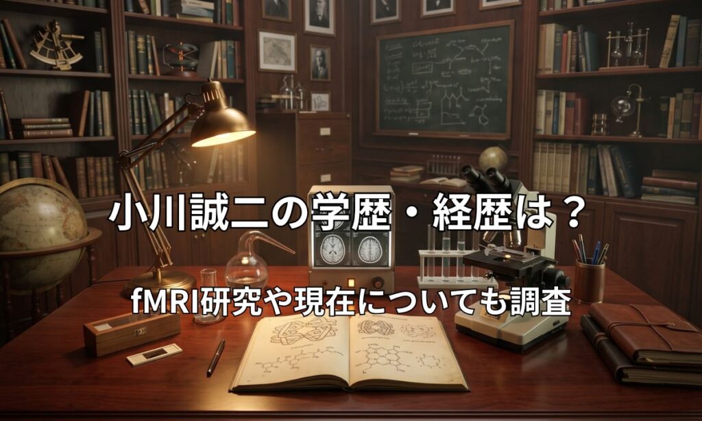 ヘモグロビン研究資料やMRIフィルムが並ぶ落ち着いた研究室のデスク