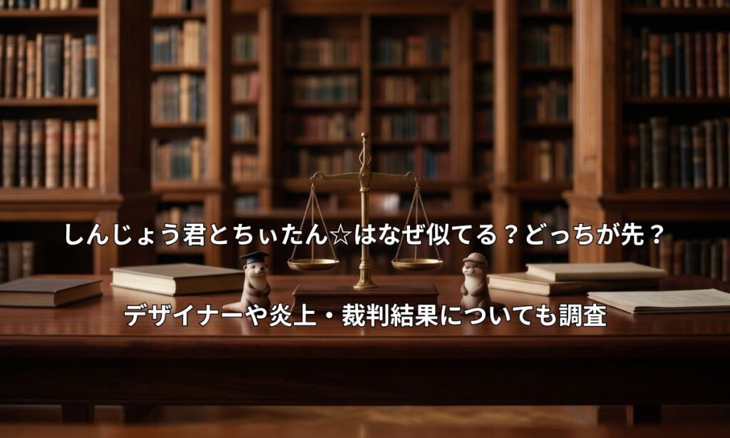 木製デスクのアンティークな天秤と左右に置かれたカワウソの置物
