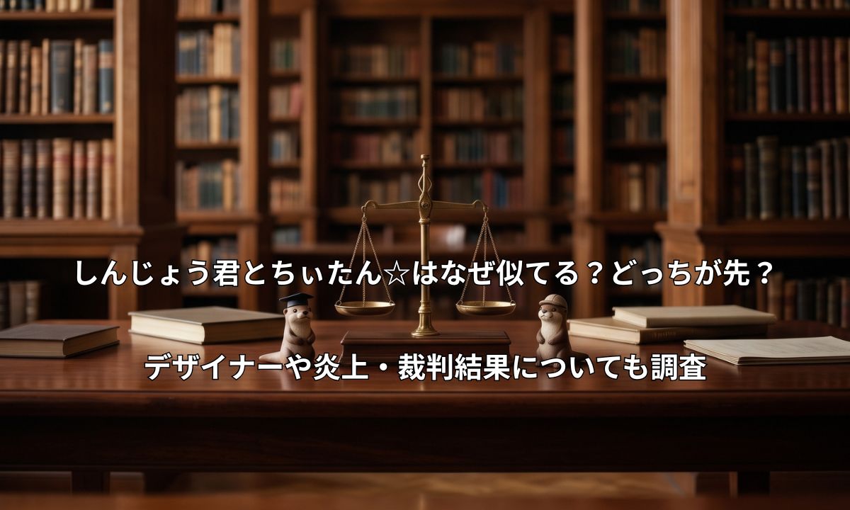 木製デスクのアンティークな天秤と左右に置かれたカワウソの置物
