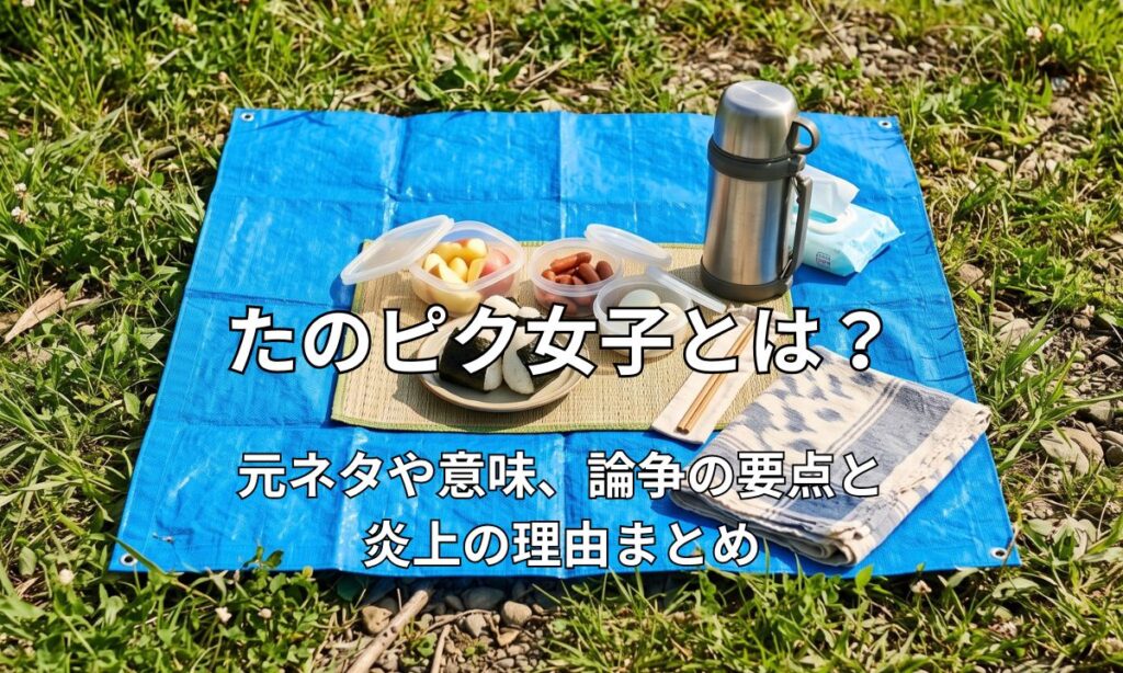 レジャーシートの上に並べられた手作りのおにぎりやタッパーのお弁当とピクニック風景